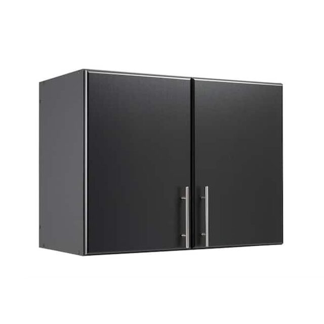 Elite Black 32 in. Stackable Wall Storage Cabinet, Bathroom Cabinet, Pantry Cabinet with Storage Shelves and Doors