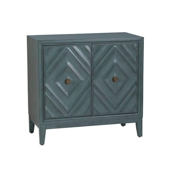 Jace Diamond 35 in. H x 36.5 in. W x 18 in. D Blue Wood Accent Storage Cabinet