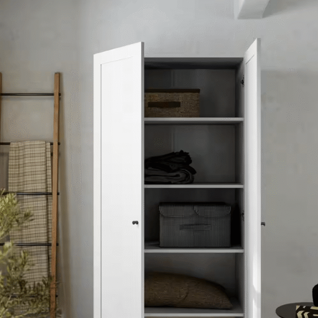 Yaletown White 72 in. Accent Cabinet Office Storage Cabinet with 5 Shelves and Solid Wood Legs